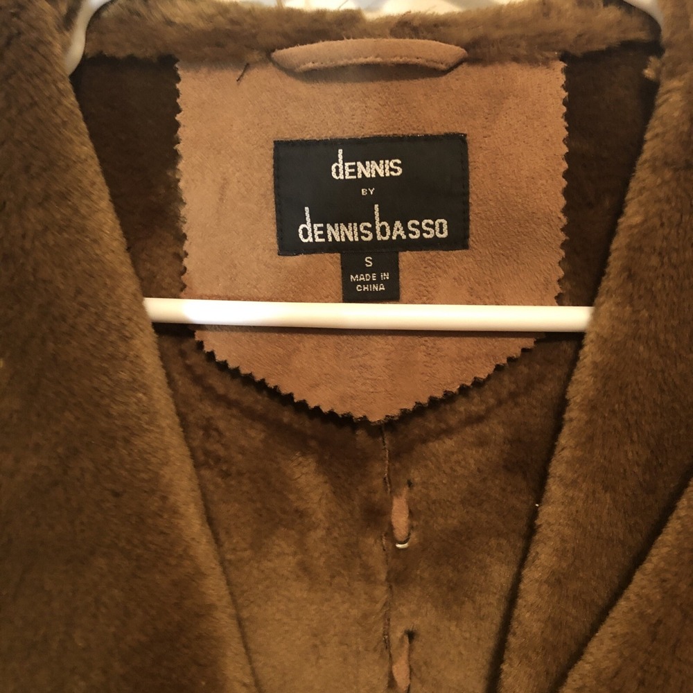 Dennis Basso Brown Faux Suede Button Front Jacket Hippie Vibes 70's - Picture 2 of 5